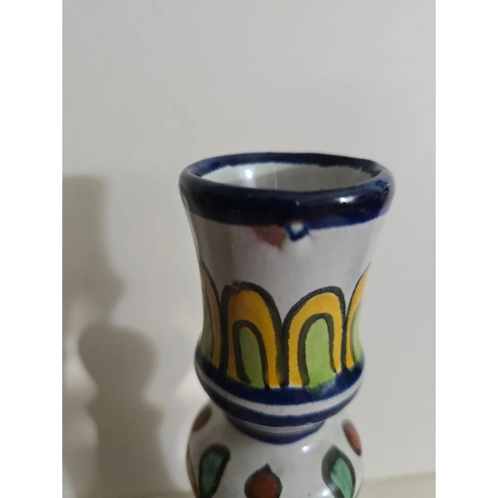 Vintage Hand Painted Ceramic Candlestick Holders Set of 2 Majolica Style‎ 7.5